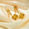 Wholesale Stainless Steel Geometric Square Pleated Jellyfish Long Tassel Earrings With Real Gold Electroplated For Women