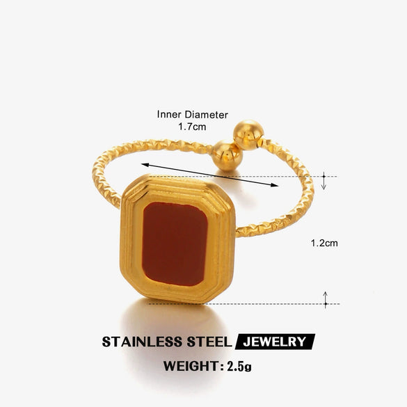 Wholesale Stainless Steel Geometric Square Ring For Women With Electroplating And Oil Dripping Design