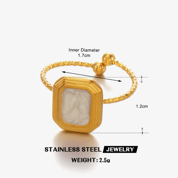 Wholesale Stainless Steel Geometric Square Ring For Women With Electroplating And Oil Dripping Design