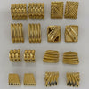 Wholesale Stainless Steel Geometric Square Wave Texture Electroplated Earrings Unisex