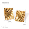 Wholesale Stainless Steel Geometric Square Wave Texture Electroplated Earrings Unisex