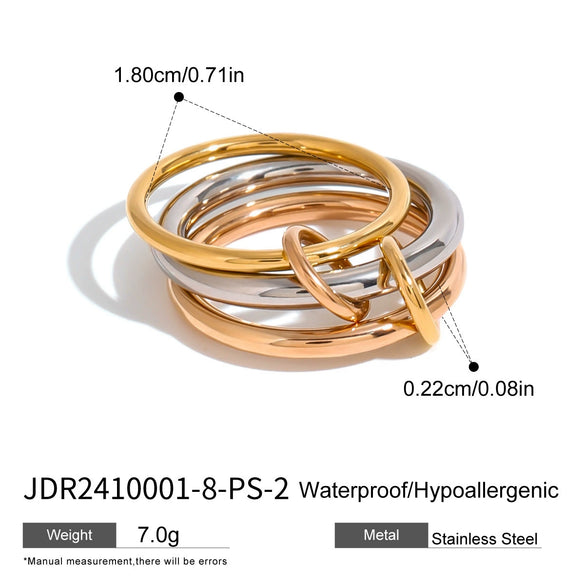 Wholesale Stainless Steel Geometric Stacked Ring Electroplated Women's Hand Jewelry