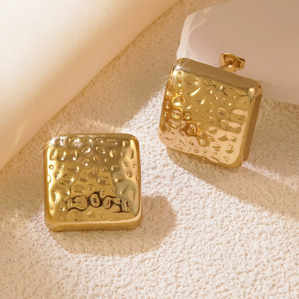 Wholesale Stainless Steel Geometric Stamped Earrings For Women Light Luxury Style