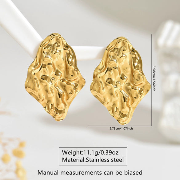 Wholesale Stainless Steel Geometric Stamped Pleated Earrings For Women Medieval Style