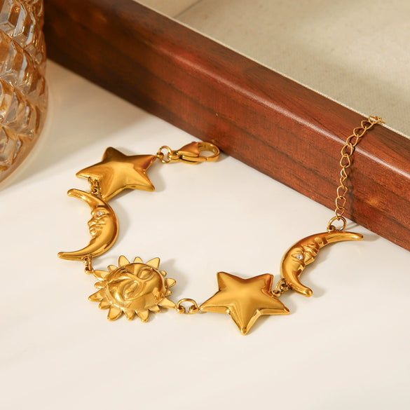 Wholesale Stainless Steel Geometric Star Bracelet With Electroplating For Women