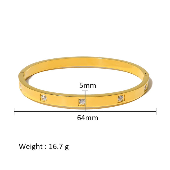 Wholesale Stainless Steel Geometric Star Flower Zircon Ladies Buckle Bracelet With 18K Plating