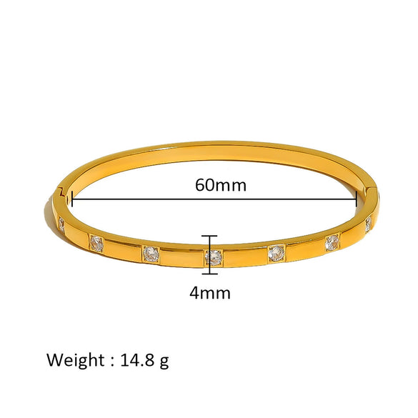 Wholesale Stainless Steel Geometric Star Flower Zircon Ladies Buckle Bracelet With 18K Plating