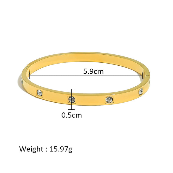 Wholesale Stainless Steel Geometric Star Flower Zircon Ladies Buckle Bracelet With 18K Plating
