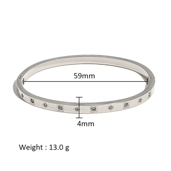 Wholesale Stainless Steel Geometric Star Flower Zircon Ladies Buckle Bracelet With 18K Plating