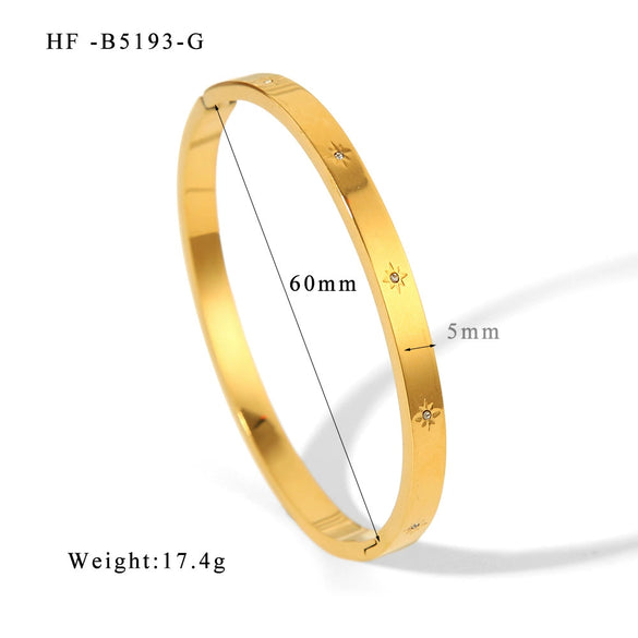 Wholesale Stainless Steel Geometric Star Flower Zircon Ladies Buckle Bracelet With 18K Plating