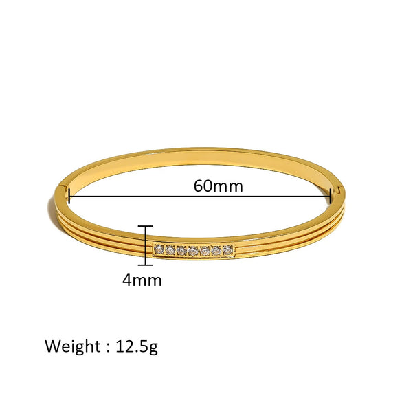 Wholesale Stainless Steel Geometric Star Flower Zircon Ladies Buckle Bracelet With 18K Plating