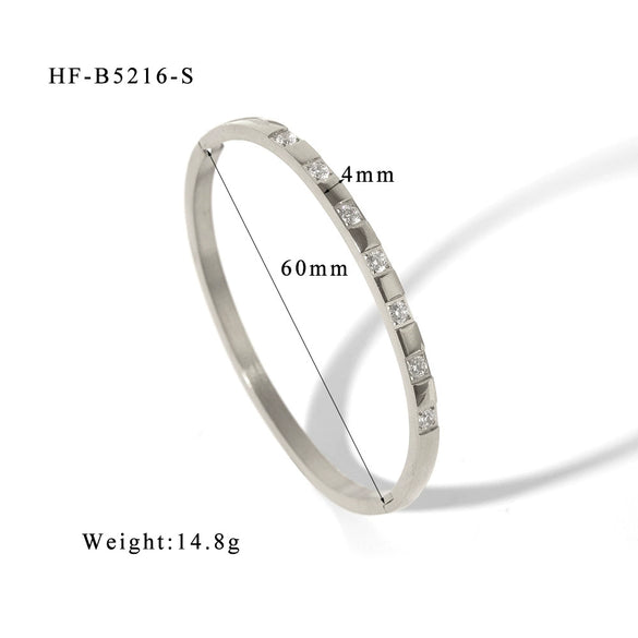 Wholesale Stainless Steel Geometric Star Flower Zircon Ladies Buckle Bracelet With 18K Plating
