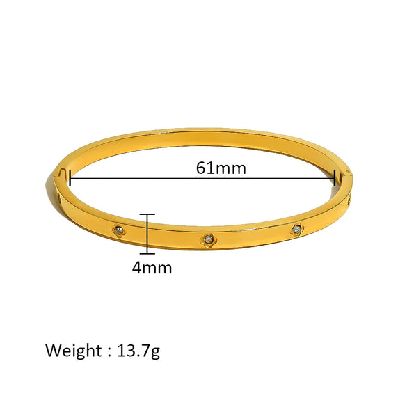 Wholesale Stainless Steel Geometric Star Flower Zircon Ladies Buckle Bracelet With 18K Plating