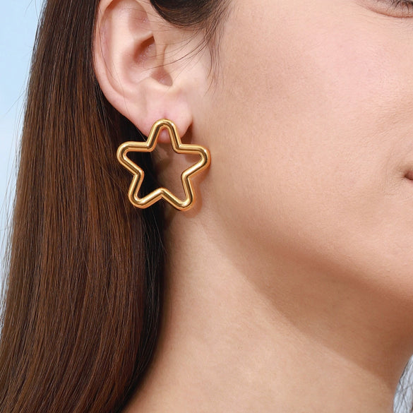 Wholesale Stainless Steel Geometric Star Moon Earrings With Electroplating Light Luxury And Original Design For Women