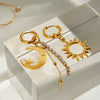 Wholesale Stainless Steel Geometric Star Moon Sun Tassel Earrings Electroplated For Women