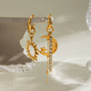 Wholesale Stainless Steel Geometric Star Moon Sun Tassel Earrings Electroplated For Women
