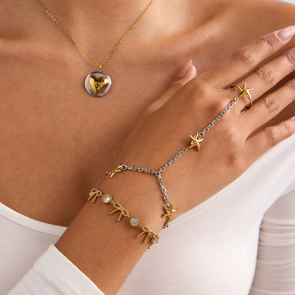Wholesale Stainless Steel Geometric Starfish Bracelet Electroplated Light Luxury Highend For Women