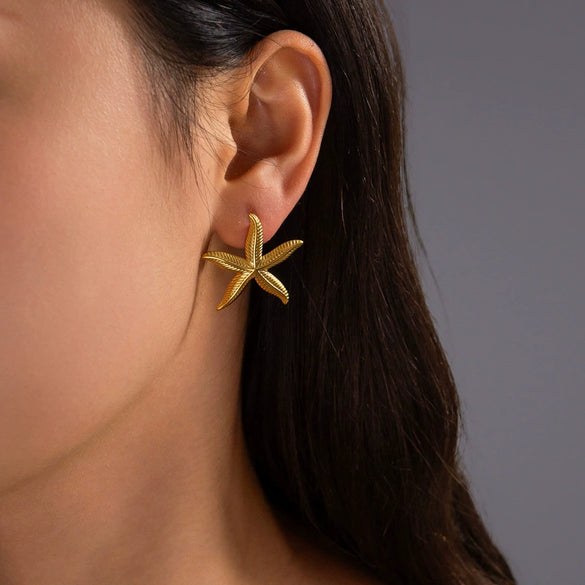 Wholesale Stainless Steel Geometric Starfish Earrings With Electroplating Fashion Ins Niche Style For Women