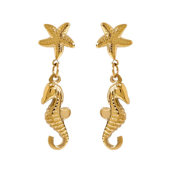 Wholesale Stainless Steel Geometric Starfish Electroplated Earrings For Women