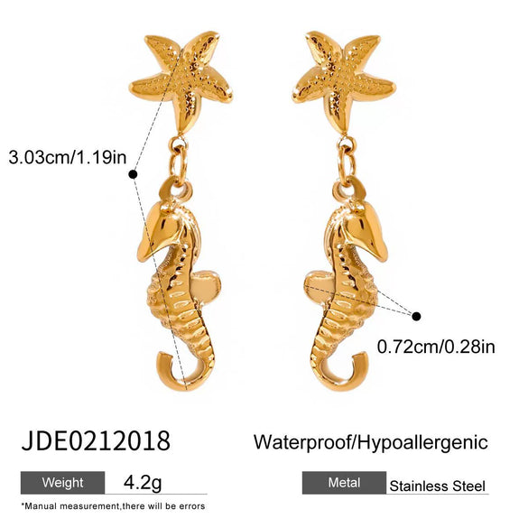 Wholesale Stainless Steel Geometric Starfish Electroplated Earrings For Women