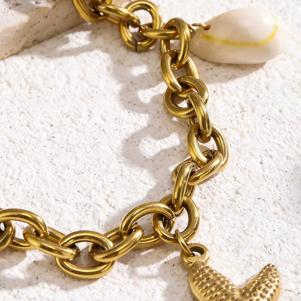 Wholesale Stainless Steel Geometric Starfish Shell Electroplated Bracelet For Women