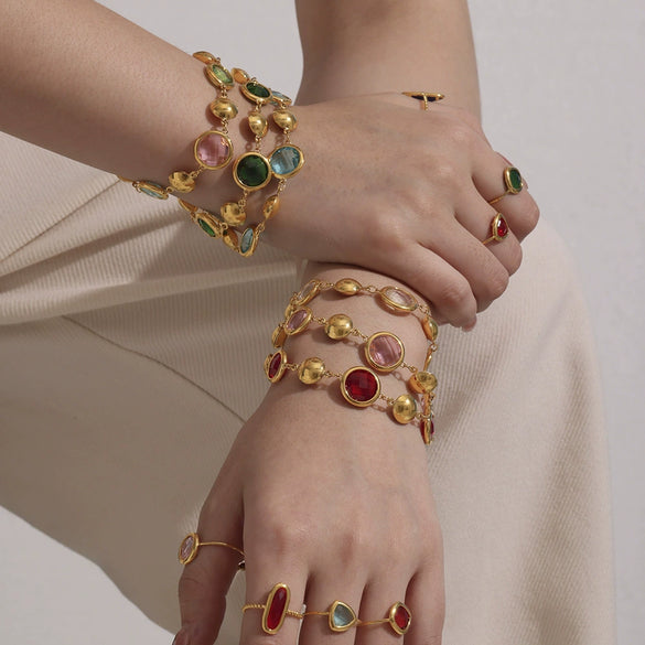 Wholesale Stainless Steel Geometric Stitching Electroplated Women's Jewelry Bracelet