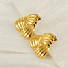 Wholesale 316L Stainless Steel Geometric Striped Spiral Earrings With Electroplating