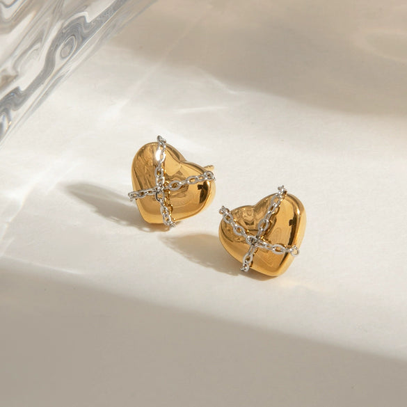 Wholesale Stainless Steel Geometric Style Electroplated Chain Earrings For Women