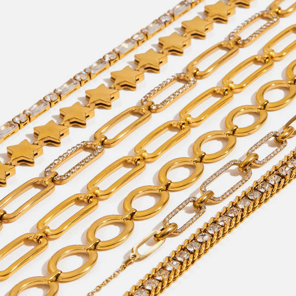 Wholesale Stainless Steel Geometric Style Electroplated Hollow Paperclip Bracelet Jewelry