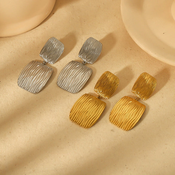 Wholesale Stainless Steel Geometric Style Electroplated Ladies Earrings