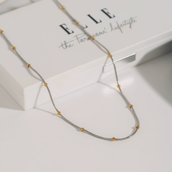 Wholesale Stainless Steel Geometric Style Electroplated Round Snake Bone Clip Bead Chain Necklace For Women