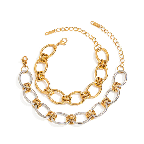 Wholesale Stainless Steel Geometric Style Electroplated Women's Chain Bracelet Jewelry