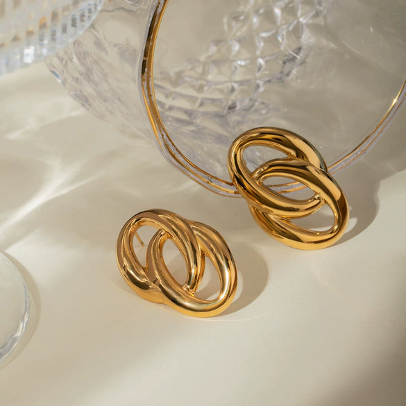Wholesale Stainless Steel Geometric Style Electroplated Women's Earrings Jewelry