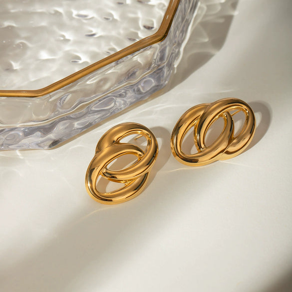 Wholesale Stainless Steel Geometric Style Electroplated Women's Earrings Jewelry