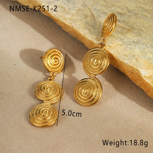 Wholesale Stainless Steel Geometric Style Electroplated Women's Ring Earrings