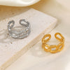 Wholesale Stainless Steel Geometric Style Hip Hop Ring With 18K Gold Plated Hammer Design