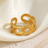 Wholesale Stainless Steel Geometric Style Hip Hop Ring With 18K Gold Plated Hammer Design