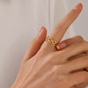 Wholesale Stainless Steel Geometric Style 18K Goldplated Opening Adjustable Ring For Women