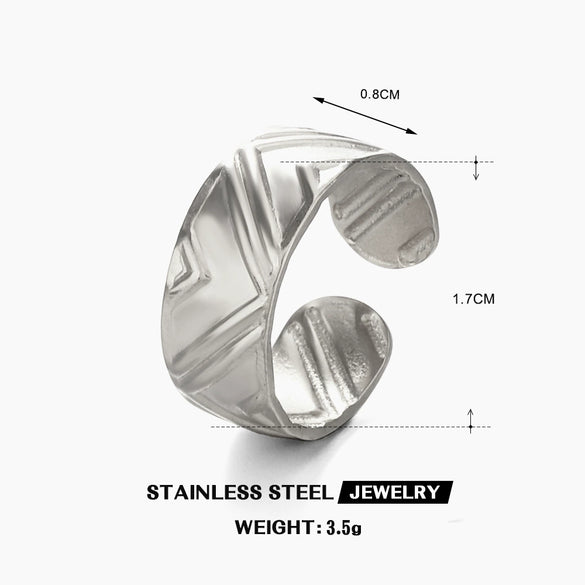 Wholesale Stainless Steel Geometric Style Oil Pressure Electroplated Ring For Women