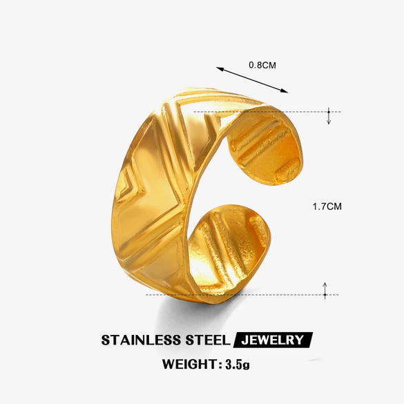 Wholesale Stainless Steel Geometric Style Oil Pressure Electroplated Ring For Women