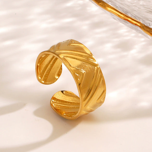 Wholesale Stainless Steel Geometric Style Oil Pressure Electroplated Ring For Women