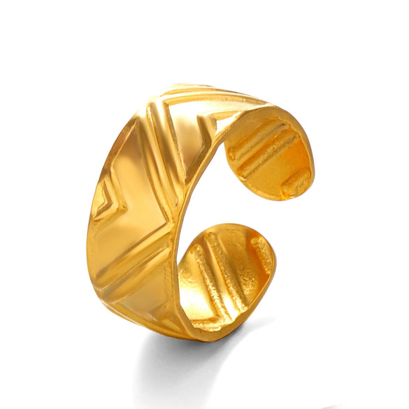 Wholesale Stainless Steel Geometric Style Oil Pressure Electroplated Ring For Women