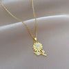 Wholesale Stainless Steel Geometric Style Sunflower Zircon Necklace For Women And Men
