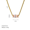 Wholesale Stainless Steel Geometric Style Twist Chain Necklace With Mixed Gemstone Pendant And Gold Plated Electroplating