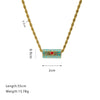 Wholesale Stainless Steel Geometric Style Twist Chain Necklace With Mixed Gemstone Pendant And Gold Plated Electroplating