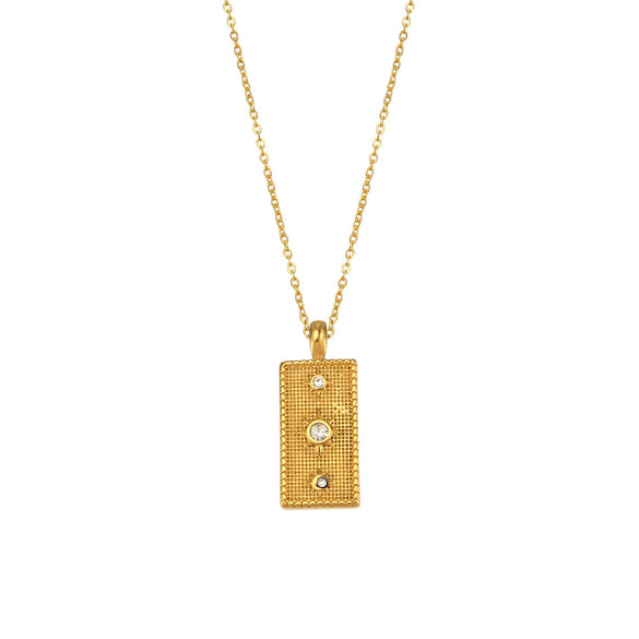 Wholesale Stainless Steel Geometric Sun Plaid Electroplated Pendant Necklace Jewelry