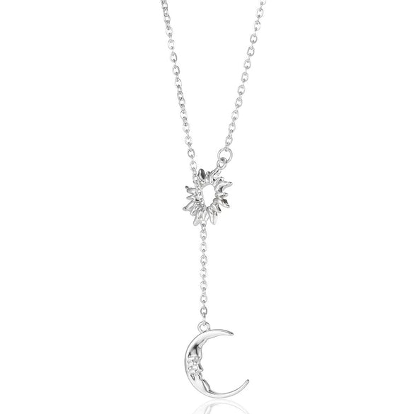 Wholesale Stainless Steel Geometric Sun Radiant Pendant Necklace Light Luxury Style Electroplated