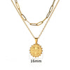 Wholesale Stainless Steel Geometric Sun Radiant Pendant Necklace Light Luxury Style Electroplated