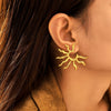 Wholesale Stainless Steel Geometric Sunflower Exaggerated Electroplated Women's Earrings