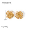 Wholesale Stainless Steel Geometric Sunflower Inlaid Turquoise Earrings With Electroplating